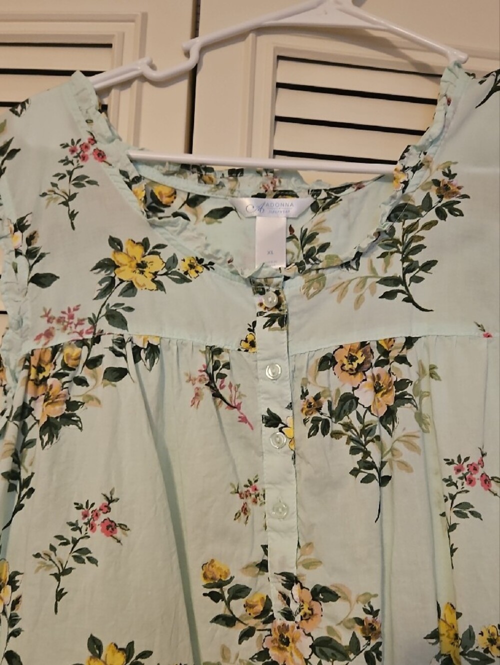 Adonna Light Mint Floral Midi Cotton Dress with Yellow Blossoms - Picture 4 of 10